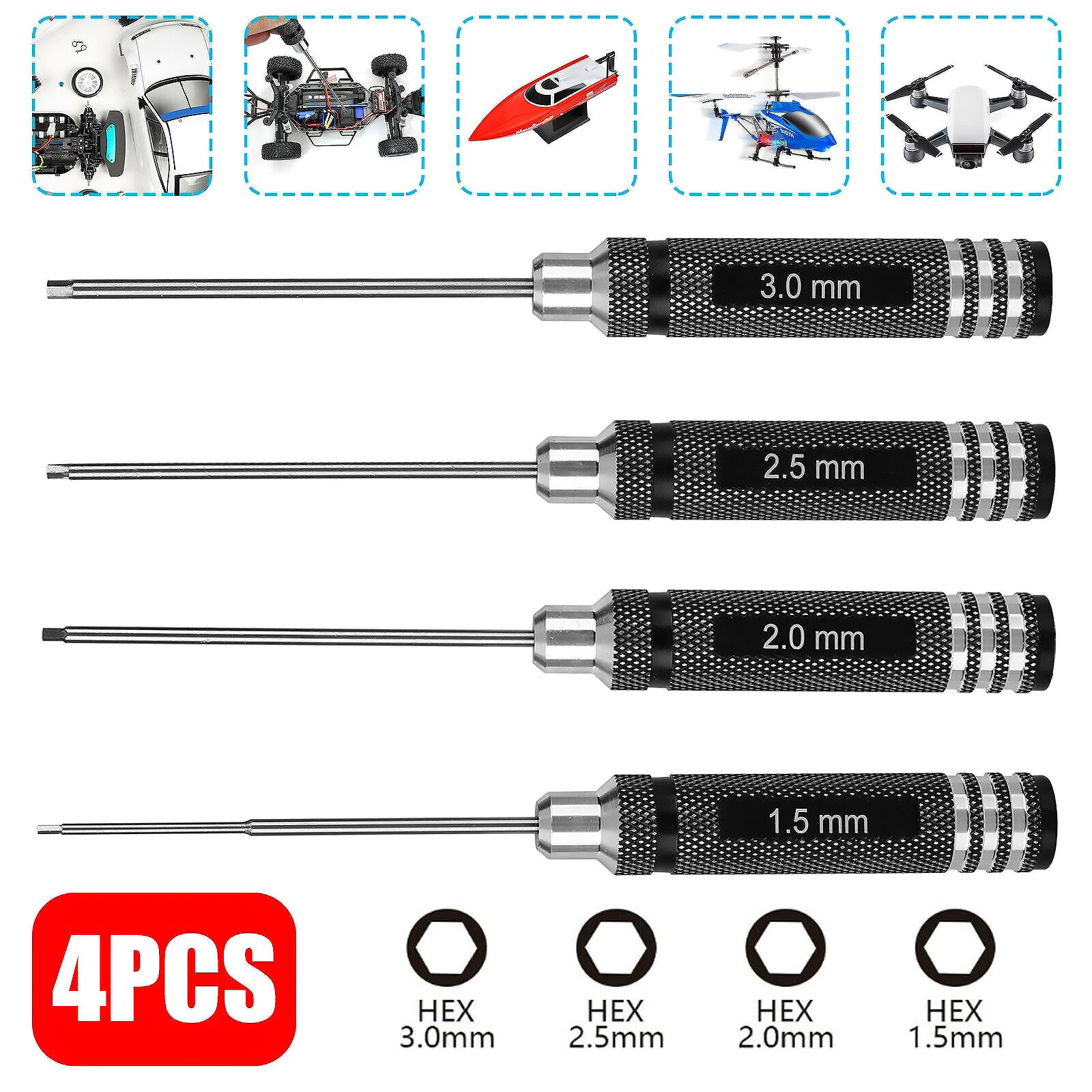4 Buah/Lot Set Obeng Mur Hex A - Rc Helicopter Tool Kit ulasan dan harga